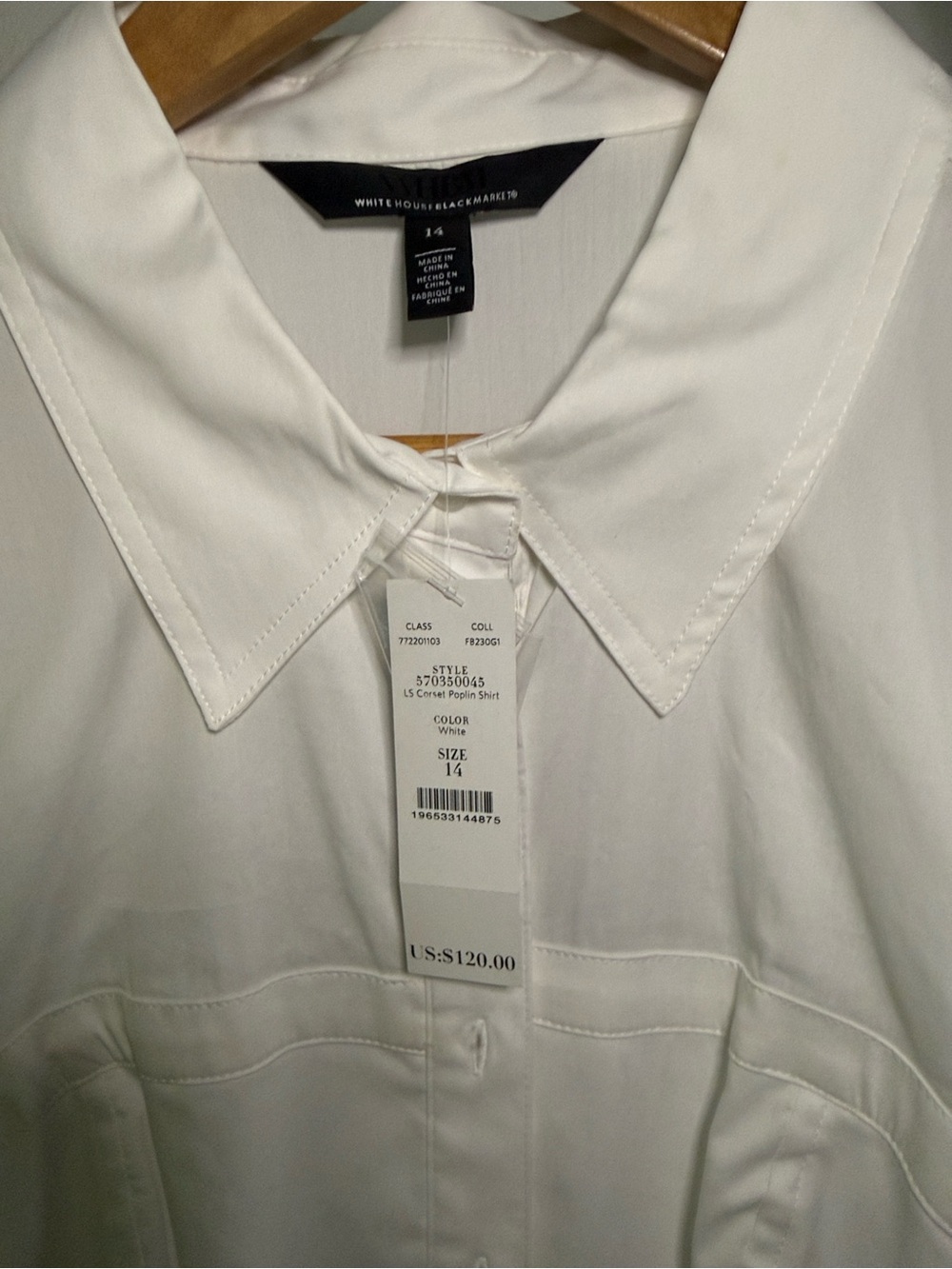White House Black Market White Button-Front Dress Shirt - Picture 3 of 3